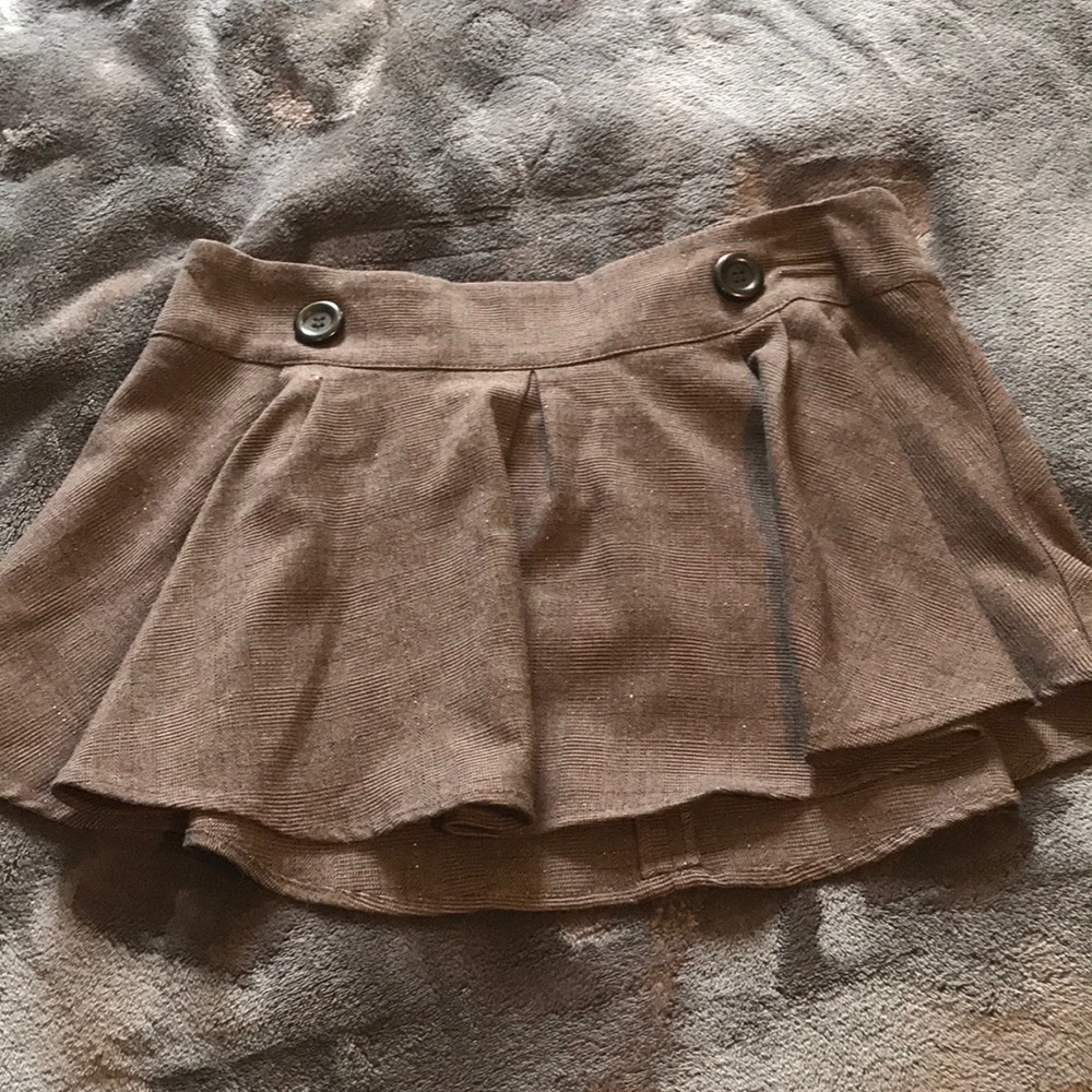A brown mini skirt